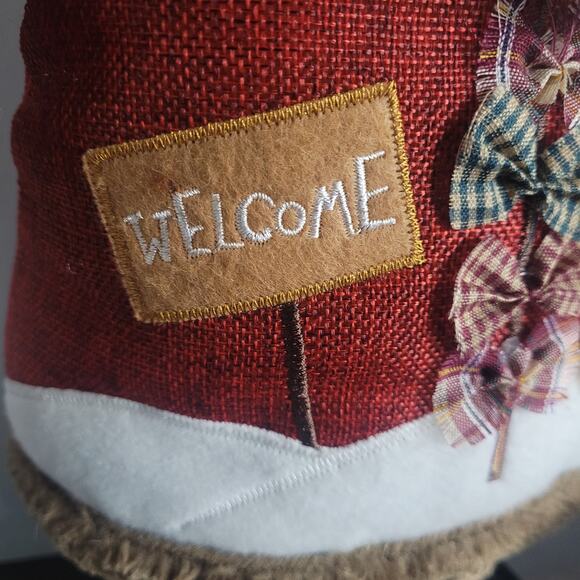 Extendable-Leg Santa Figure Rustic Fabric Welcome Hat Plaid ~18–28" Xmas Decor - Picture 7 of 13